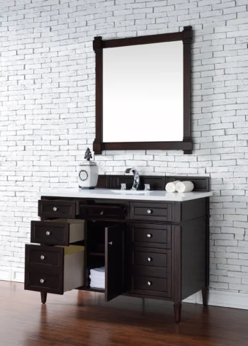 Brittany 48" Single Vanity, Burnished Mahogany w/ 3 CM White Zeus Quartz Top - Image 4