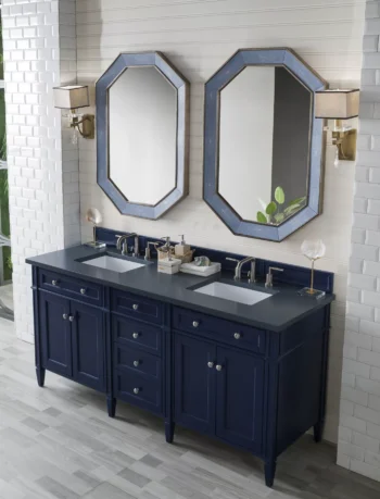 Brittany 72" Double Vanity, Victory Blue w/ 3 CM Charcoal Soapstone Quartz Top - Image 3
