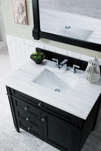Brittany 36" Single Vanity, Black Onyx w/ 3 CM Arctic Fall Solid Surface Top - Image 3