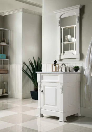 Brookfield 26" Single Vanity, Bright White w/ 3 CM Carrara Marble Top - Image 4