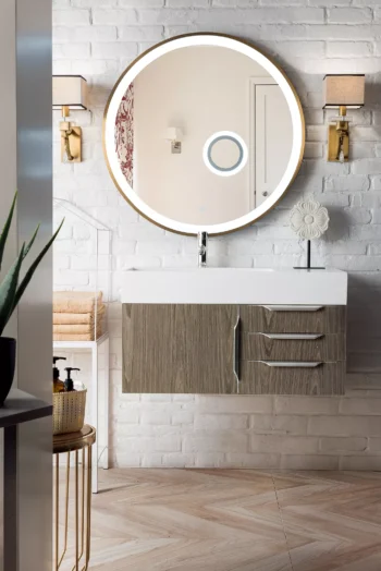 Mercer Island 36" Single Vanity, Ash Gray w/ Glossy White Composite Stone Top - Image 2
