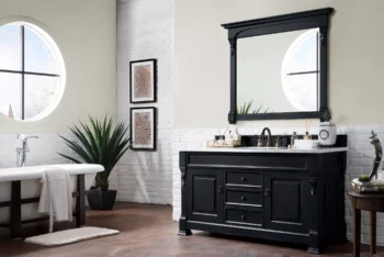 Brookfield 60" Single Vanity, Antique Black w/ 3 CM Carrara Marble Top - Image 3