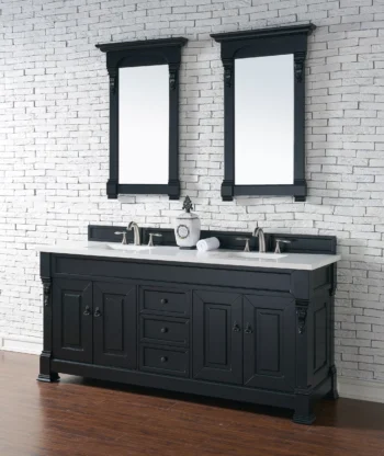 Brookfield 72" Double Vanity, Antique Black w/ 3 CM White Zeus Quartz Top - Image 3