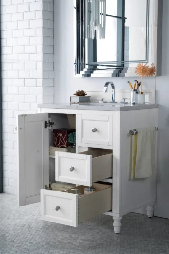 Copper Cove Encore 30" Single Vanity, Bright White w/ 3 CM Eternal Jasmine Pearl Quartz Top - Image 4