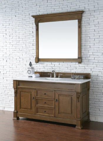 Brookfield 60" Single Vanity, Country Oak w/ 3 CM White Zeus Quartz Top - Image 3