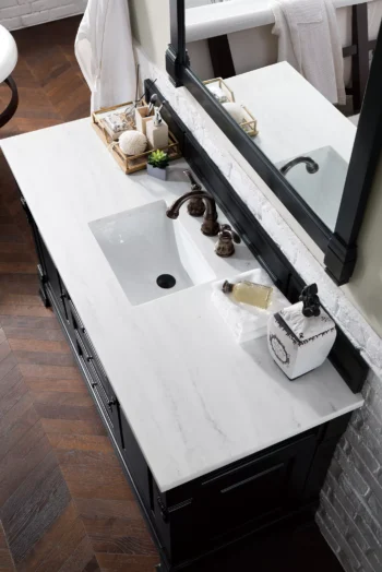 Brookfield 60" Single Vanity, Antique Black w/ 3 CM Arctic Fall Solid Surface Top - Image 3