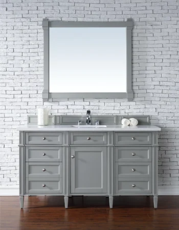 Brittany 60" Single Vanity, Urban Gray w/ 3 CM White Zeus Quartz Top - Image 2