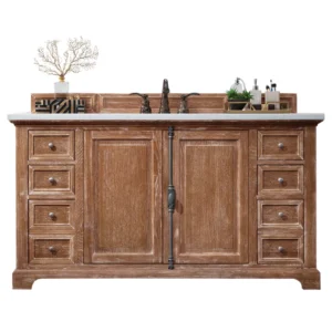 Providence 60″ Single Vanity, Driftwood w/ 3 CM Eternal Jasmine Pearl Quartz Top