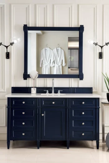 Brittany 60" Single Vanity, Victory Blue w/ 3 CM Eternal Jasmine Pearl Quartz Top - Image 2