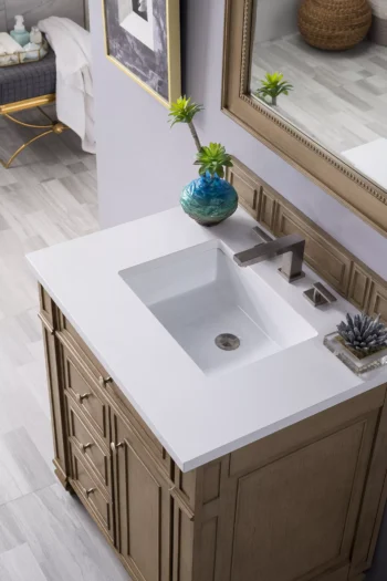 Bristol 30" Single Vanity, Whitewashed Walnut w/ 3 CM White Zeus Quartz Top - Image 5