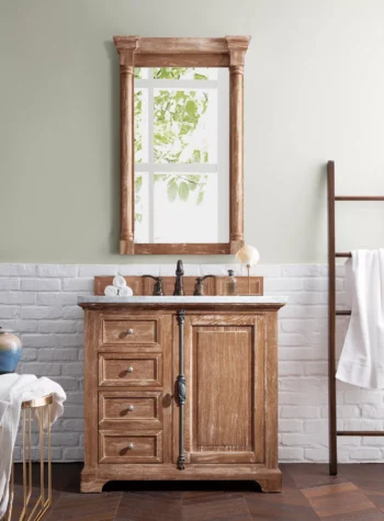 Providence 36" Single Vanity, Driftwood w/ 3 CM Carrara Marble Top - Image 2