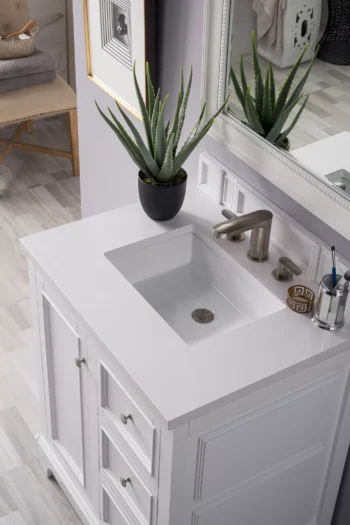 Bristol 30" Single Vanity, Bright White w/ 3 CM White Zeus Quartz Top - Image 5