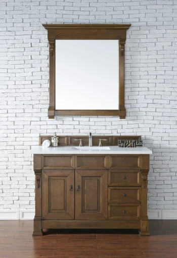 Brookfield 48" Single Vanity, Country Oak w/ 3 CM White Zeus Quartz Top - Image 2