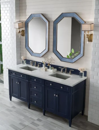 Brittany 72" Double Vanity, Victory Blue w/ 3 CM Eternal Jasmine Pearl Quartz Top - Image 5