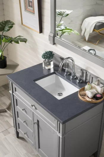 Brittany 36" Single Vanity, Urban Gray w/ 3 CM Charcoal Soapstone Quartz Top - Image 3