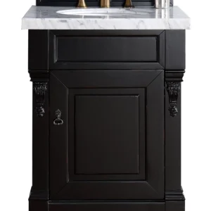 Brookfield 26″ Single Vanity, Antique Black w/ 3 CM Arctic Fall Solid Surface Top