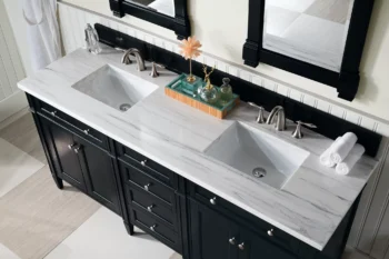 Brittany 72" Double Vanity, Black Onyx w/ 3 CM Arctic Fall Solid Surface Top - Image 3
