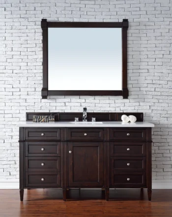 Brittany 60" Single Vanity, Burnished Mahogany w/ 3 CM White Zeus Quartz Top - Image 2