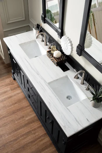 Brookfield 72" Double Vanity, Antique Black w/ 3 CM Arctic Fall Solid Surface Top - Image 5