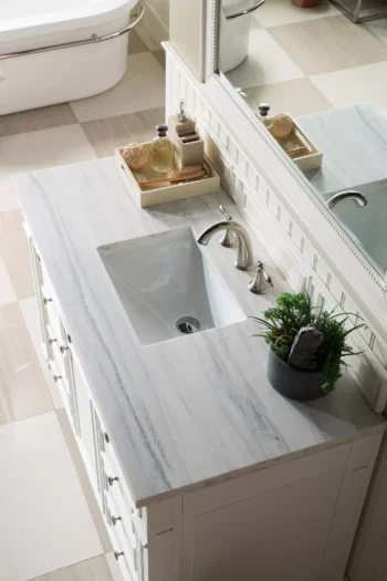 Bristol 48" Single Vanity, Bright White w/ 3 CM Arctic Fall Solid Surface Top - Image 3