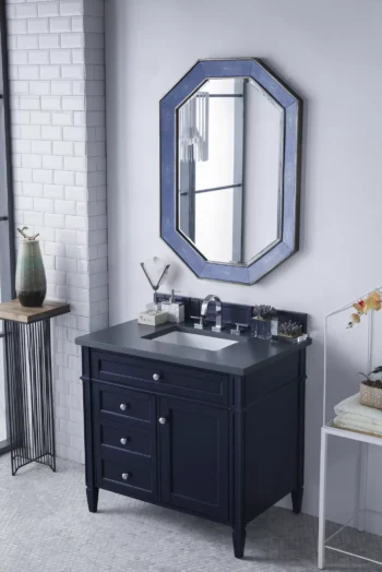 Brittany 36" Single Vanity, Victory Blue w/ 3 CM Charcoal Soapstone Quartz Top - Image 3