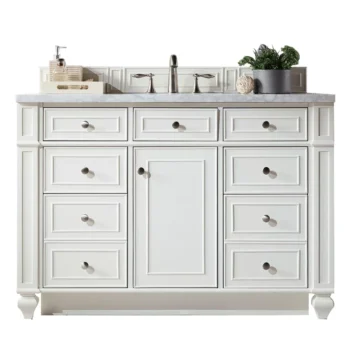 Bristol 48" Single Vanity, Bright White w/ 3 CM Eternal Jasmine Pearl Quartz Top