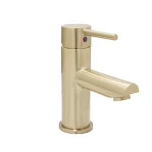 Euro Single Hole Lav Faucet In PVD Satin brass