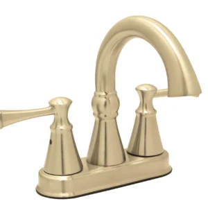 Huntington Brass Woodbury Centerset 4″ Lavatory Faucet In PVD Satin Brass