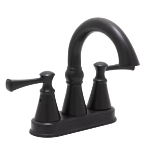 Huntington Brass Woodbury Centerset 4″ Lavatory Faucet In Matte Black