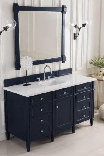 Brittany 60" Single Vanity, Victory Blue w/ 3 CM White Zeus Quartz Top - Image 3