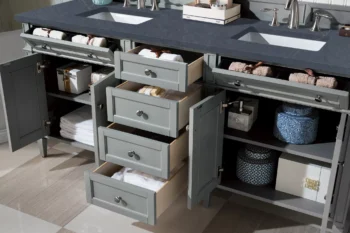 Brittany 72" Double Vanity, Urban Gray w/ 3 CM Charcoal Soapstone Quartz Top - Image 4