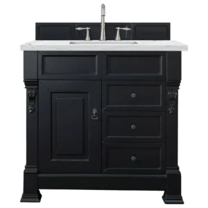 Brookfield 36″ Single Vanity, Antique Black w/ 3 CM Ethereal Noctis Quartz Top