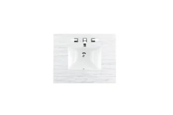 Copper Cove Encore 30" Single Vanity, Bright White w/ 3 CM Arctic Fall Solid Surface Top - Image 6