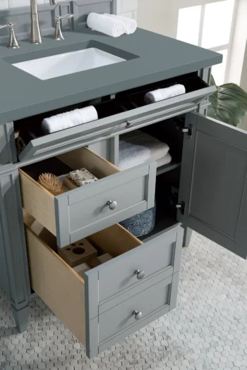 Brittany 36" Single Vanity, Urban Gray w/ 3 CM Cala Blue Top - Image 4