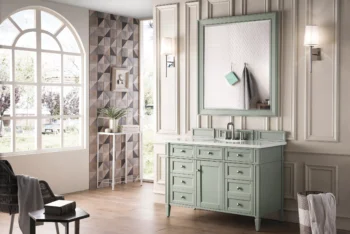 Brittany 48" Single Vanity, Sage Green w/ 3 CM White Zeus Quartz Top - Image 3