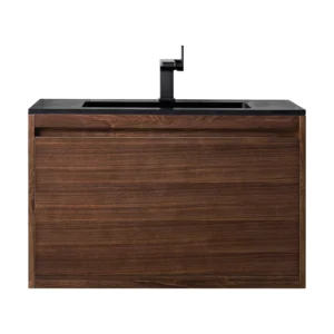 Mantova 35.4″ Single Vanity, Mid-Century Walnut w/ Charcoal Black Composite Stone Top