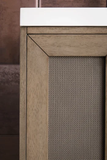 Chianti 24" Single Vanity, Whitewashed Walnut, Brushed Nickel, w/ White Glossy Composite Stone Top - Image 7