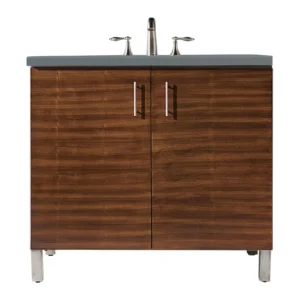 Metropolitan 36″ Single Vanity, American Walnut w/ 3 CM Cala Blue Top
