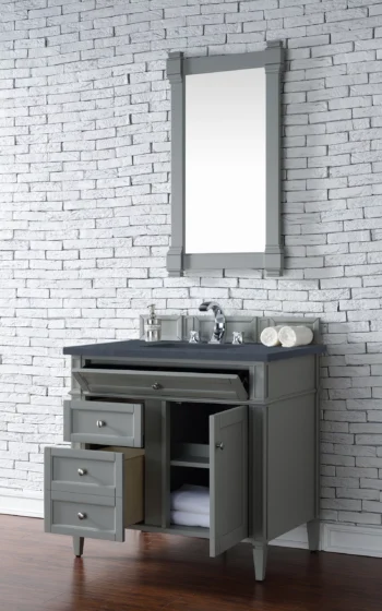 Brittany 36" Single Vanity, Urban Gray w/ 3 CM Charcoal Soapstone Quartz Top - Image 4