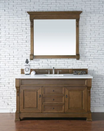 Brookfield 60" Single Vanity, Country Oak w/ 3 CM White Zeus Quartz Top - Image 2