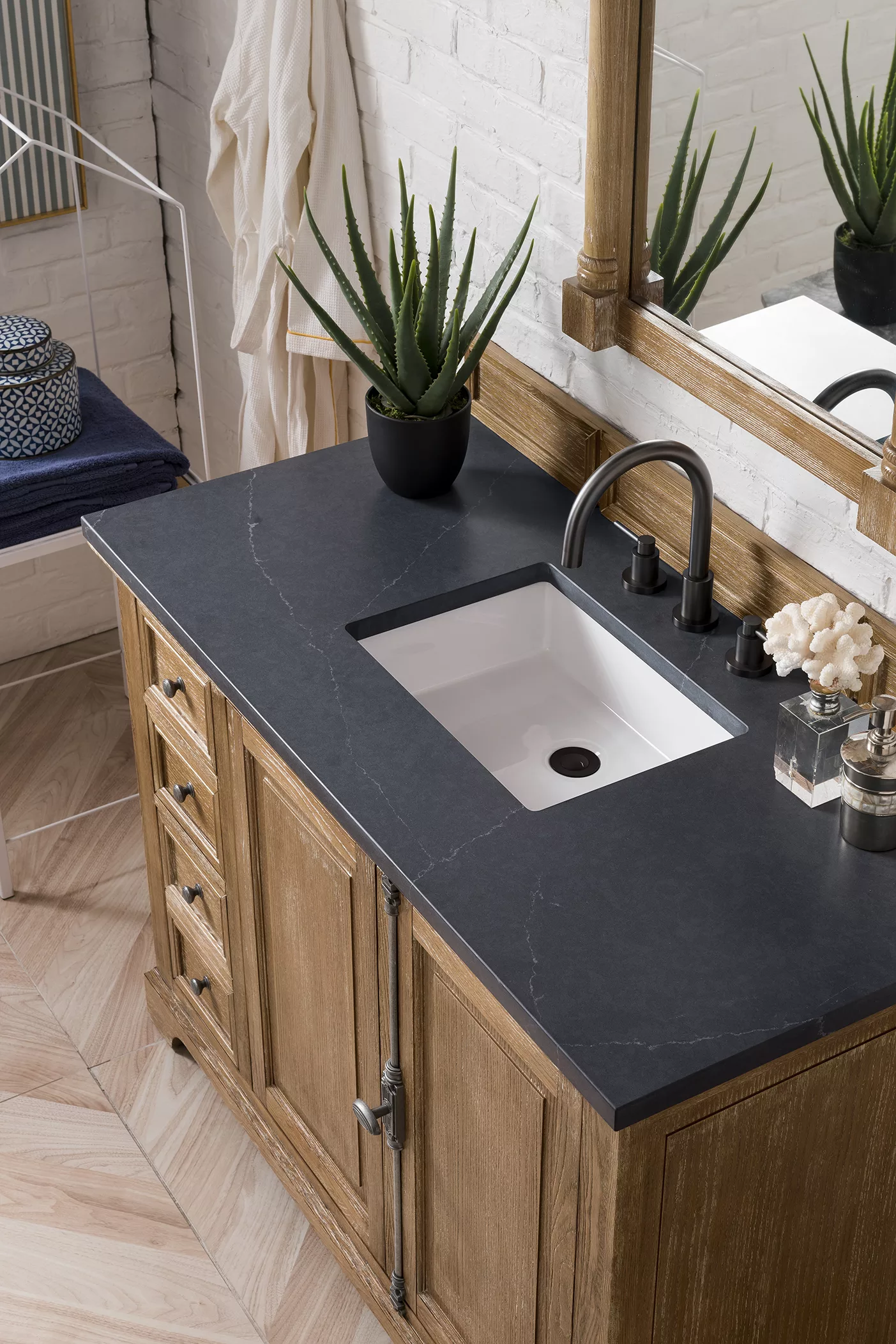 Providence 48" Single Vanity, Driftwood w/ 3 CM Charcoal Soapstone Quartz Top - Image 3