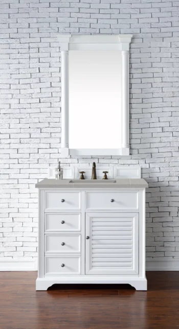 Savannah 36" Single Vanity, Bright White w/ 3 CM Eternal Serena Quartz Top - Image 2