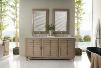 Portland 72" Double Vanity Whitewashed Walnut w/ 3 CM Eternal Serena Quartz Top - Image 2