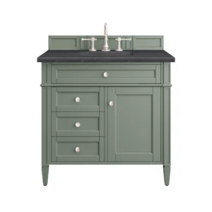 Brittany 36″ Single Vanity, Smokey Celadon w/ 3 CM Charcoal Soapstone Top
