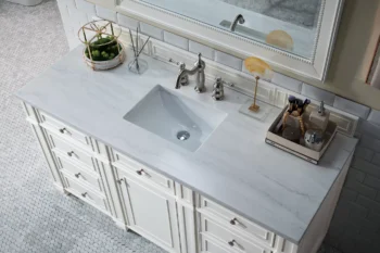 Bristol 60" Single Vanity, Bright White w/ 3 CM Arctic Fall Solid Surface Top - Image 6