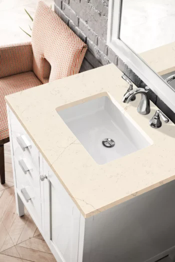Addison 30" Single Vanity, Glossy White w/ 3 CM Eternal Marfil Top - Image 3