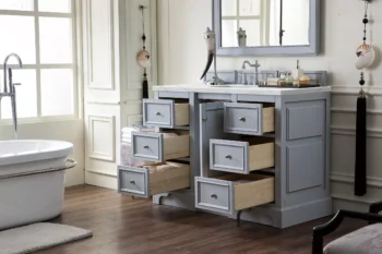De Soto 48" Single Vanity, Silver Gray w/ 3 CM Ethereal Noctis Quartz Top - Image 4