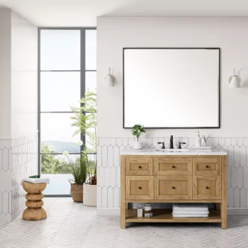 Breckenridge 48" Single Vanity, Light Natural Oak w/ 3 CM Eternal Jasmine Pearl Top - Image 2