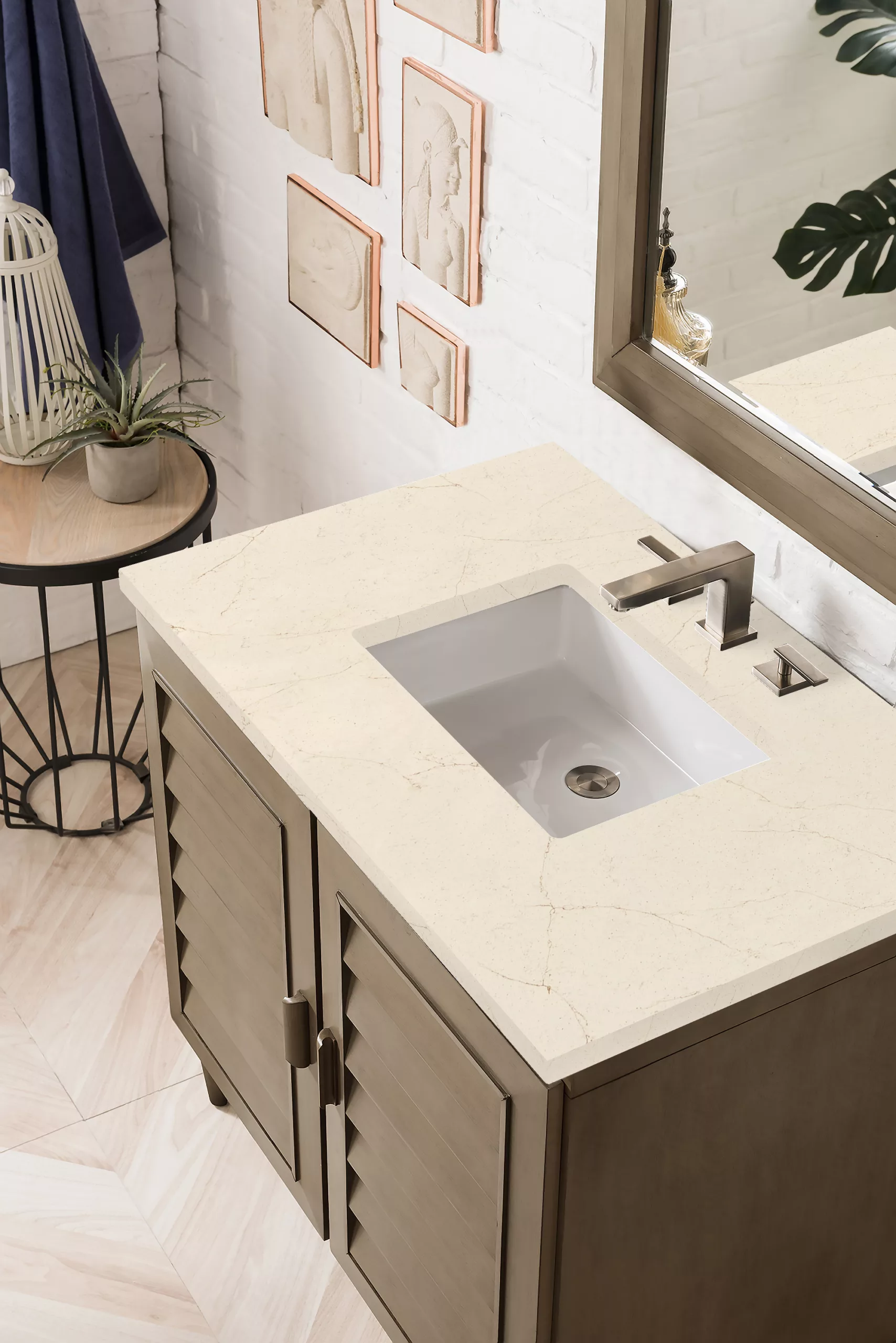 Portland 36" Single Vanity Whitewashed Walnut w/ 3 CM Eternal Marfil Quartz Top - Image 3