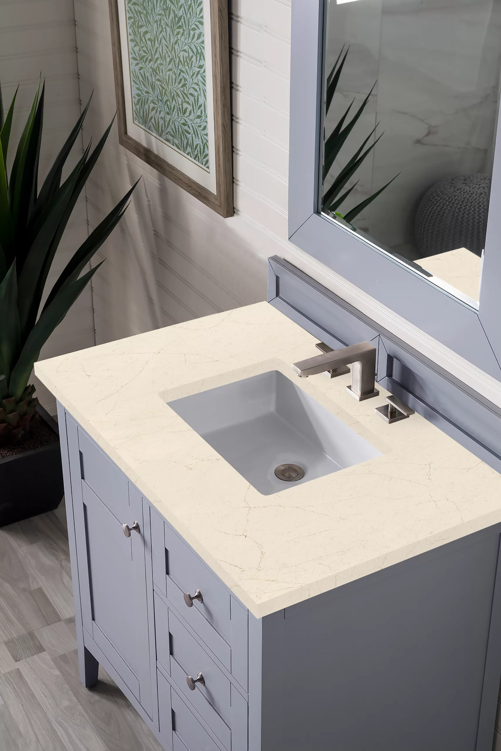 Palisades 36" Single Vanity, Silver Gray w/ 3 CM Eternal Marfil Quartz Top - Image 3